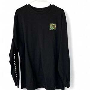 Meridian Skateboards Black Long Sleeve Shirt Rose Print with Camouflage Pocket